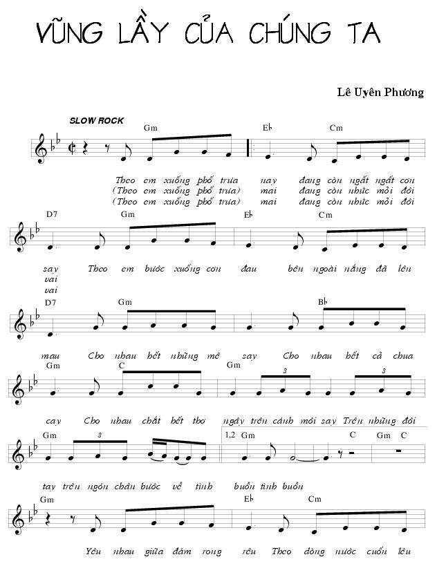 Sheet nhạc Vũng Lầy Của Chúng Ta